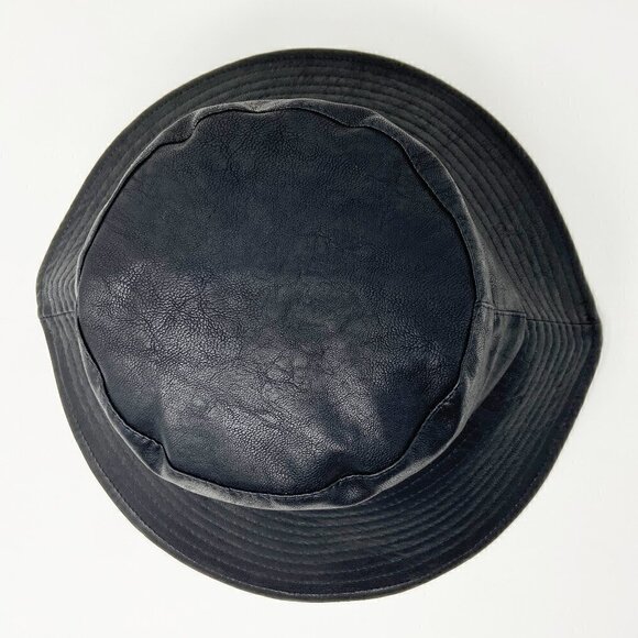 ANTHROPOLOGIE | Black Faux Leather Bucket Hat NWT